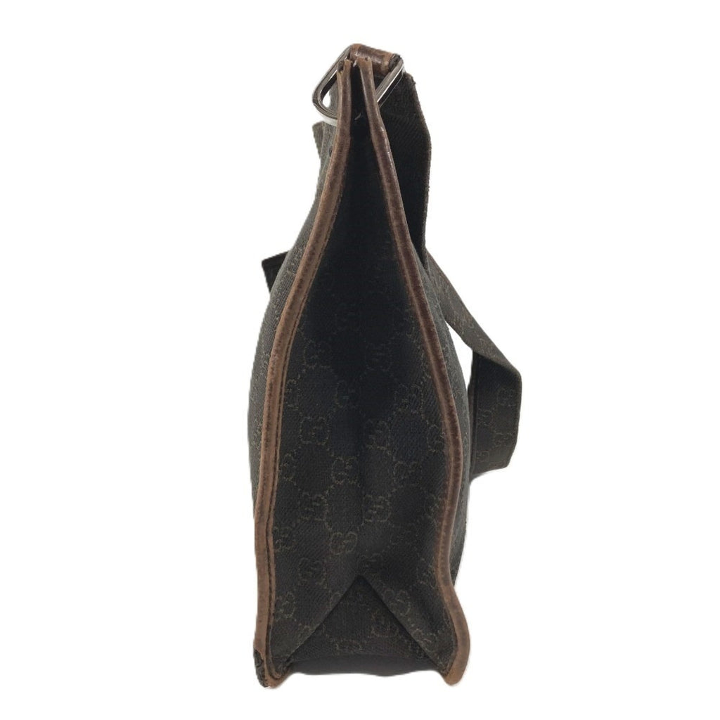 Gucci Brown Leather Canvas Shoulder Bag (Pre-Owned)