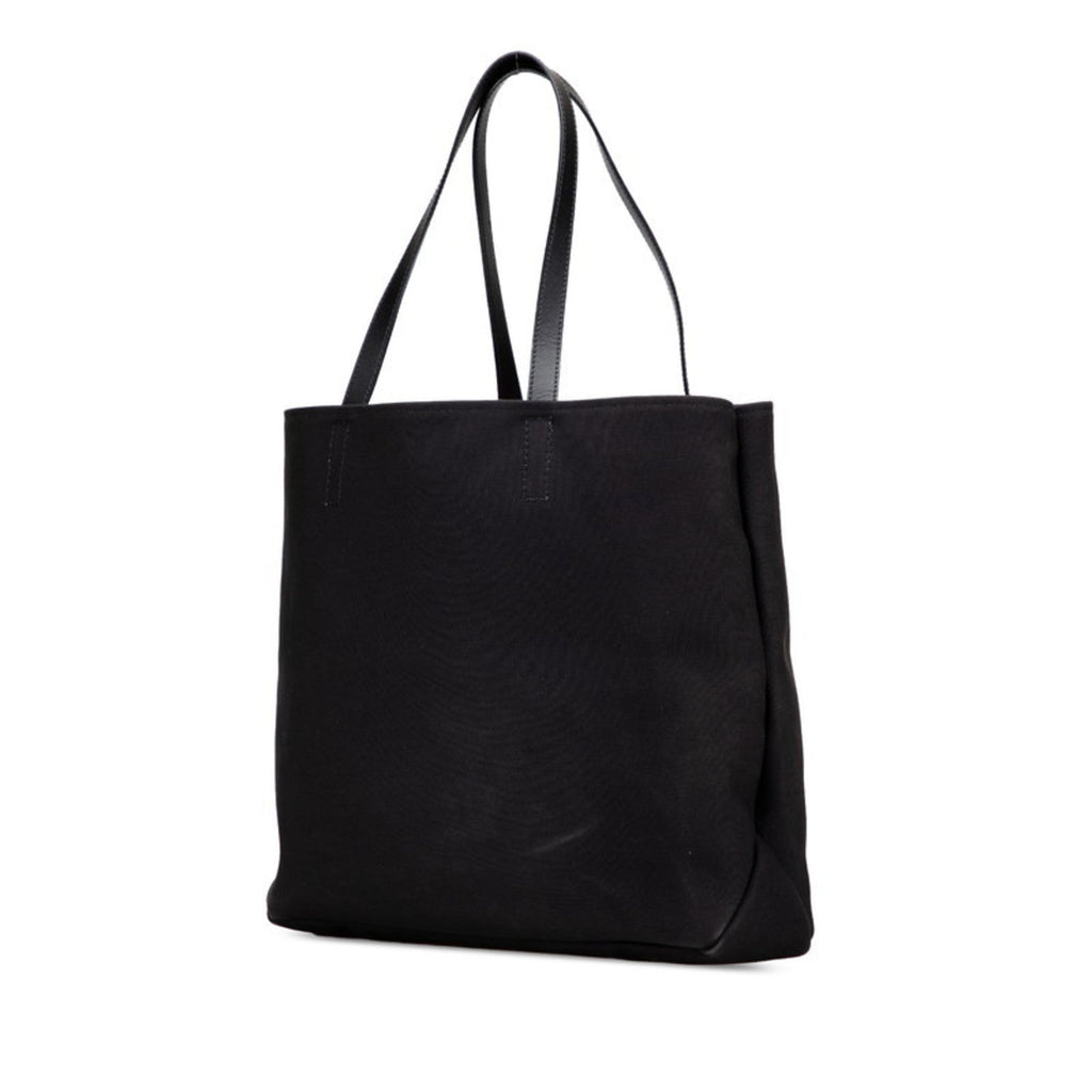 Prada Black Orange White Canvas Leather Tote Bag