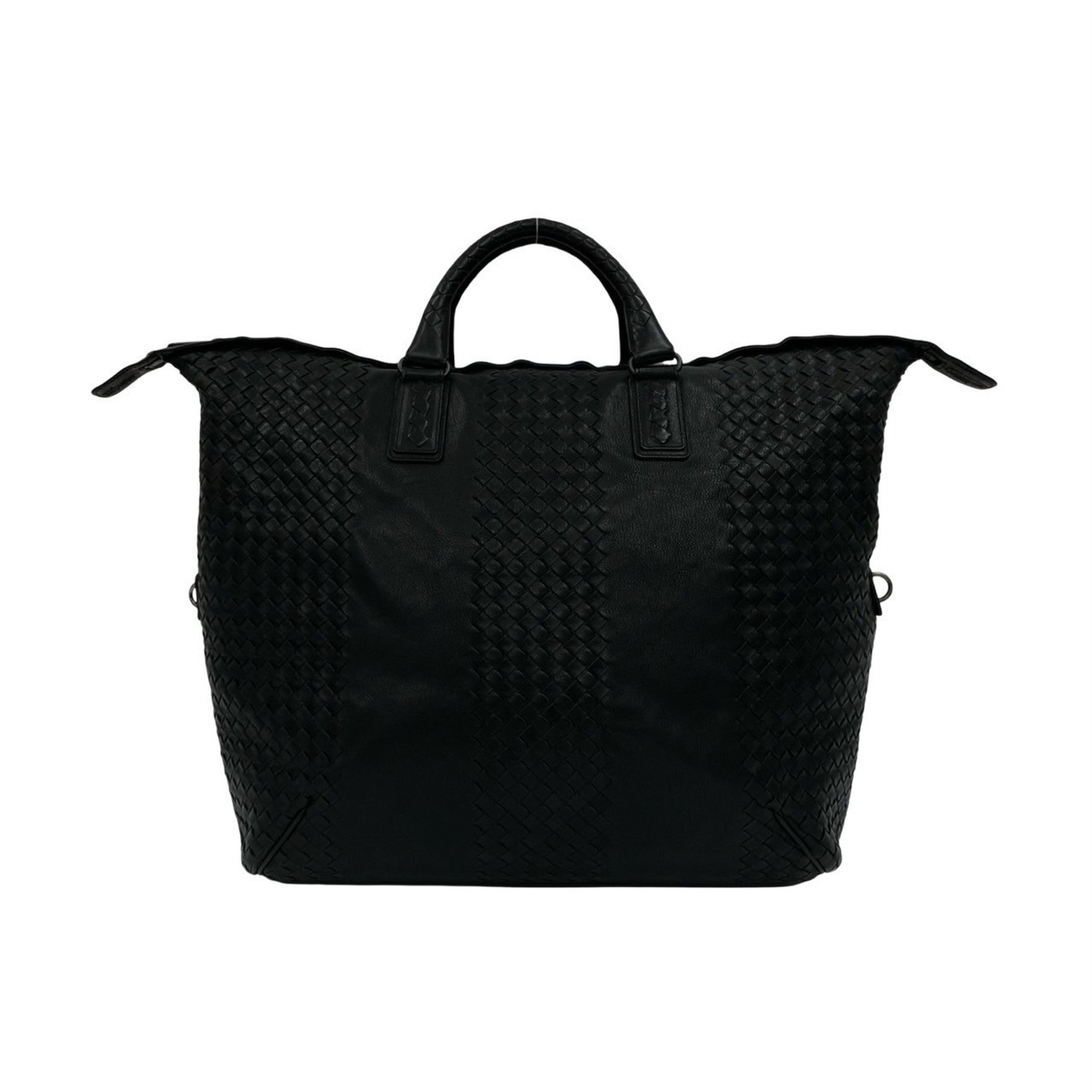 Bottega Veneta Black Leather Boston Bag Handbag