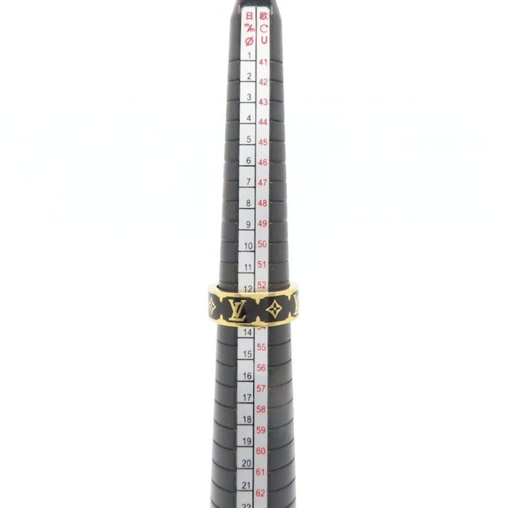 Louis Vuitton Gold Black Gold Plating Band Ring