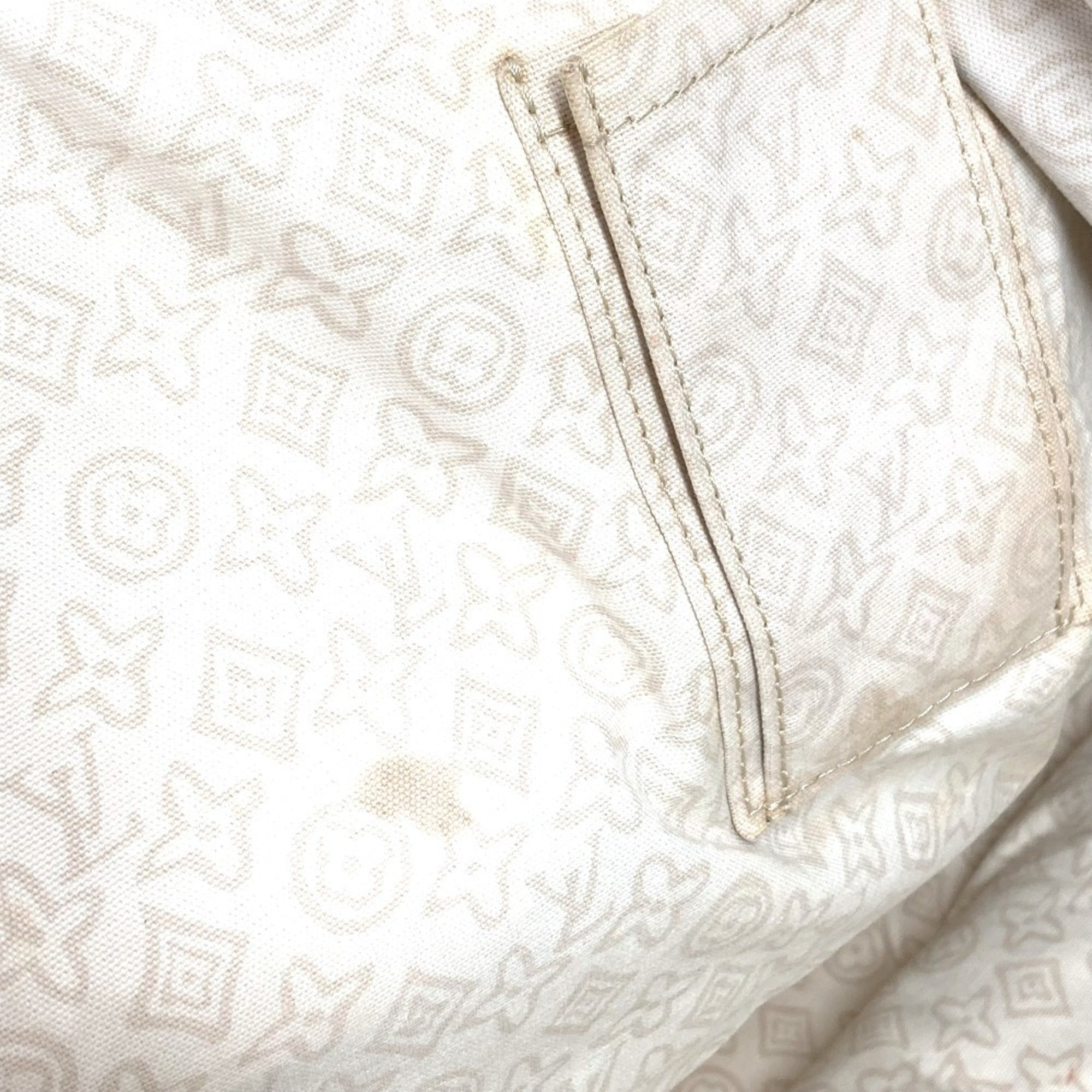 Louis Vuitton Beige Leather Canvas Shoulder Bag Tote Bag