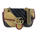 Gucci Beige Black Gold Leather Metal Shoulder Bag (Pre-Owned)