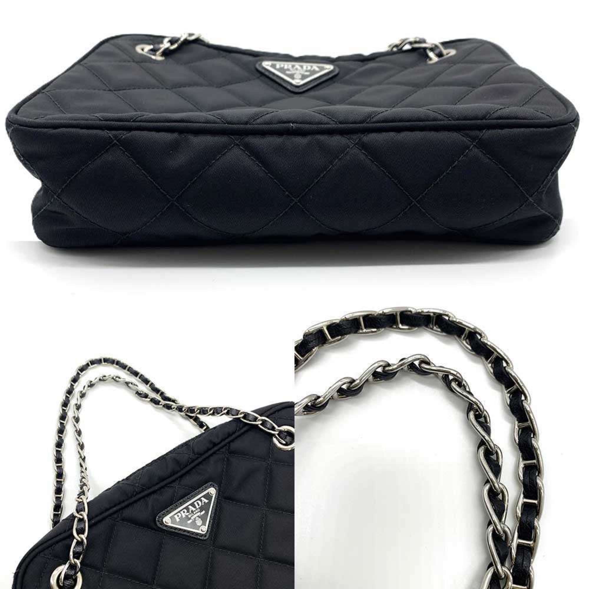 Prada Black Nylon Leather Handbag