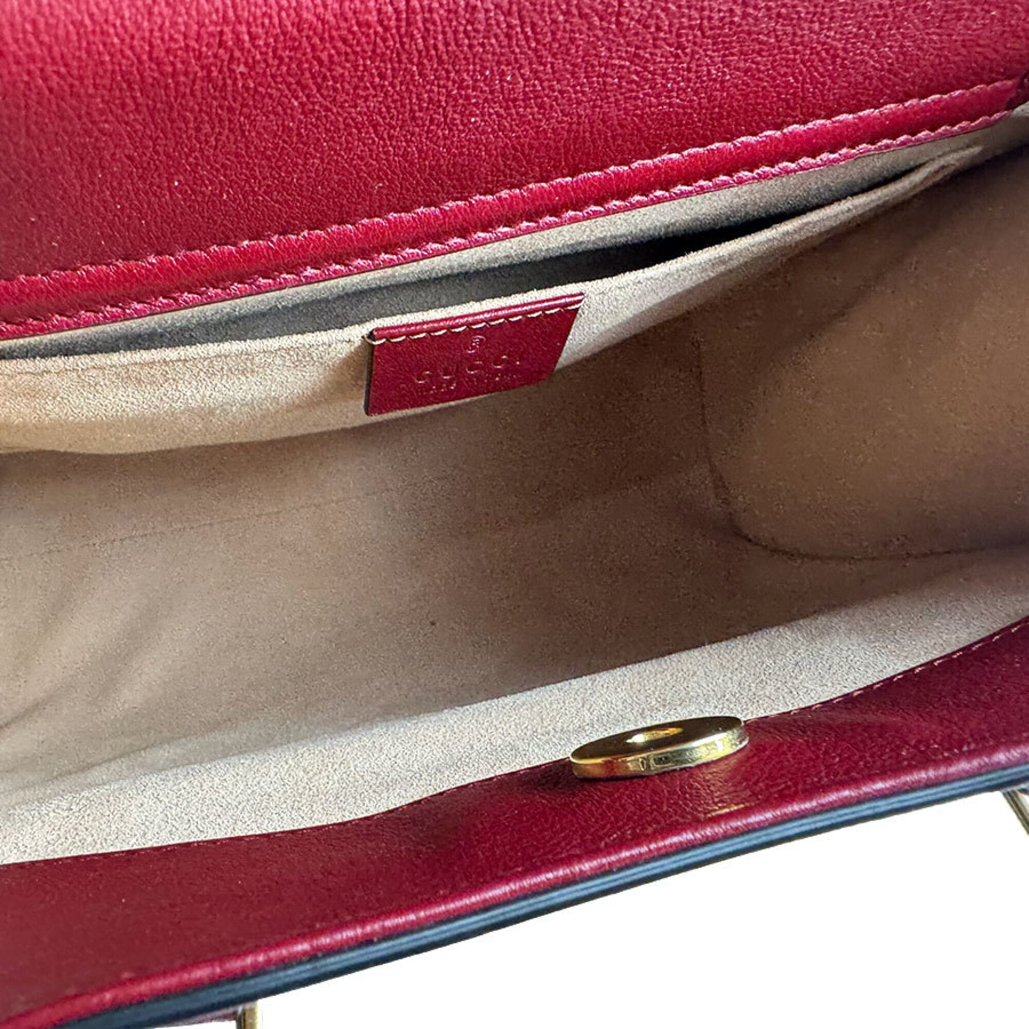 Gucci Red Color Leather Handbag Shoulder Bag Tote Bag (Pre-Owned)