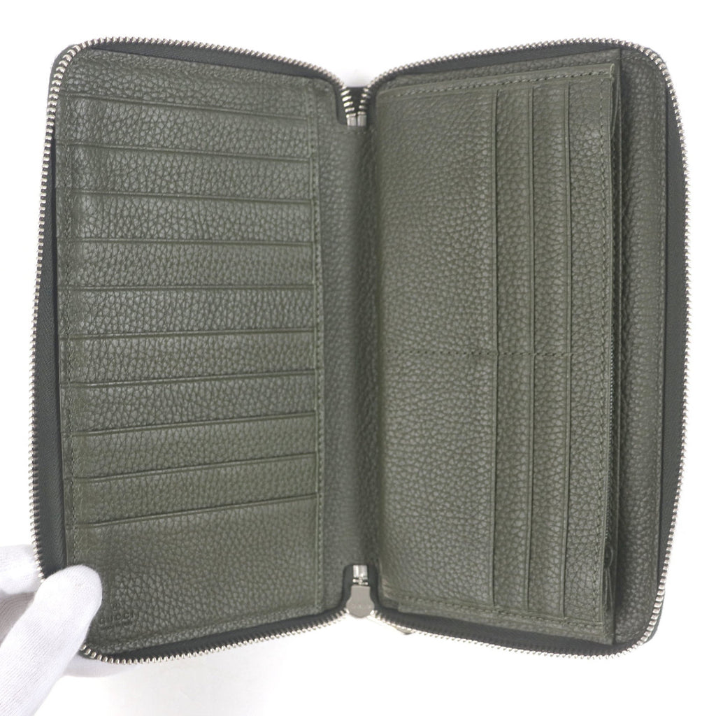 Gucci Khaki Leather Long Wallet (Bi-Fold) (Pre-Owned)