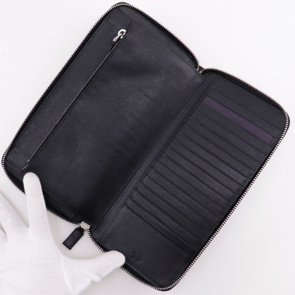 Prada Saffiano Black Saffiano Long Wallet (Bi-Fold)