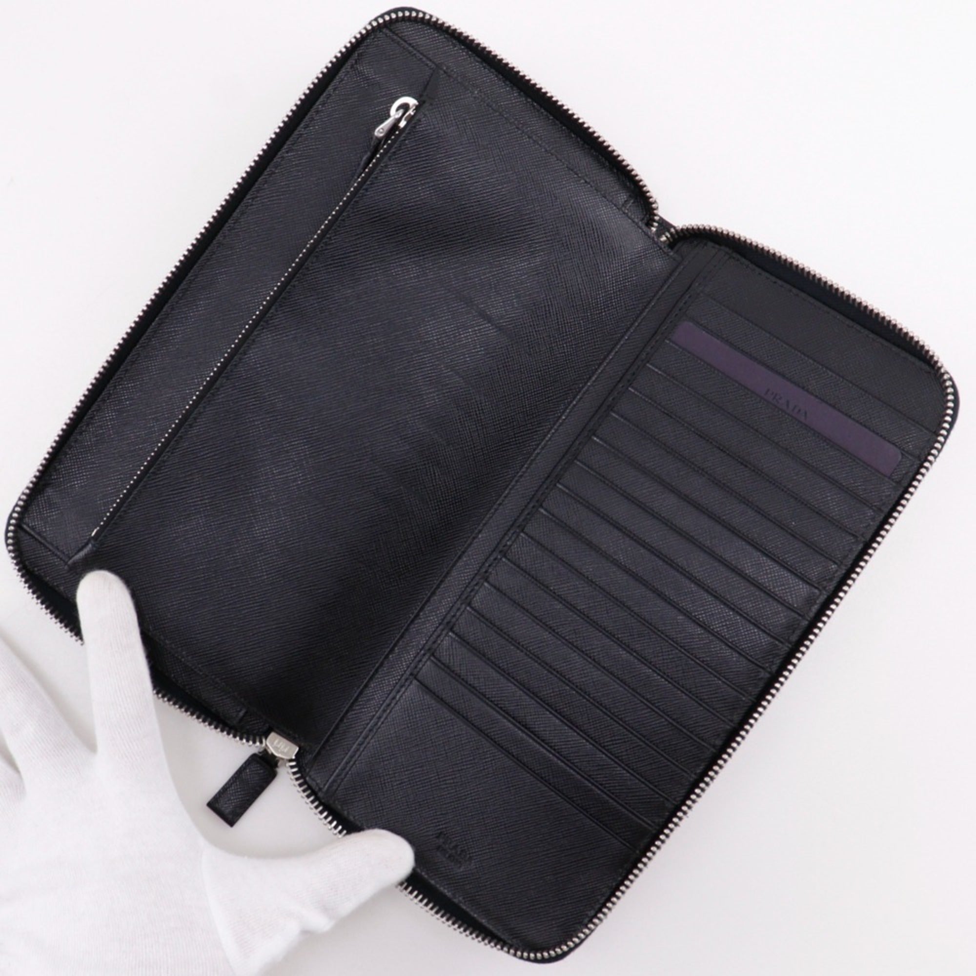 Prada Saffiano Black Saffiano Long Wallet (Bi-Fold)
