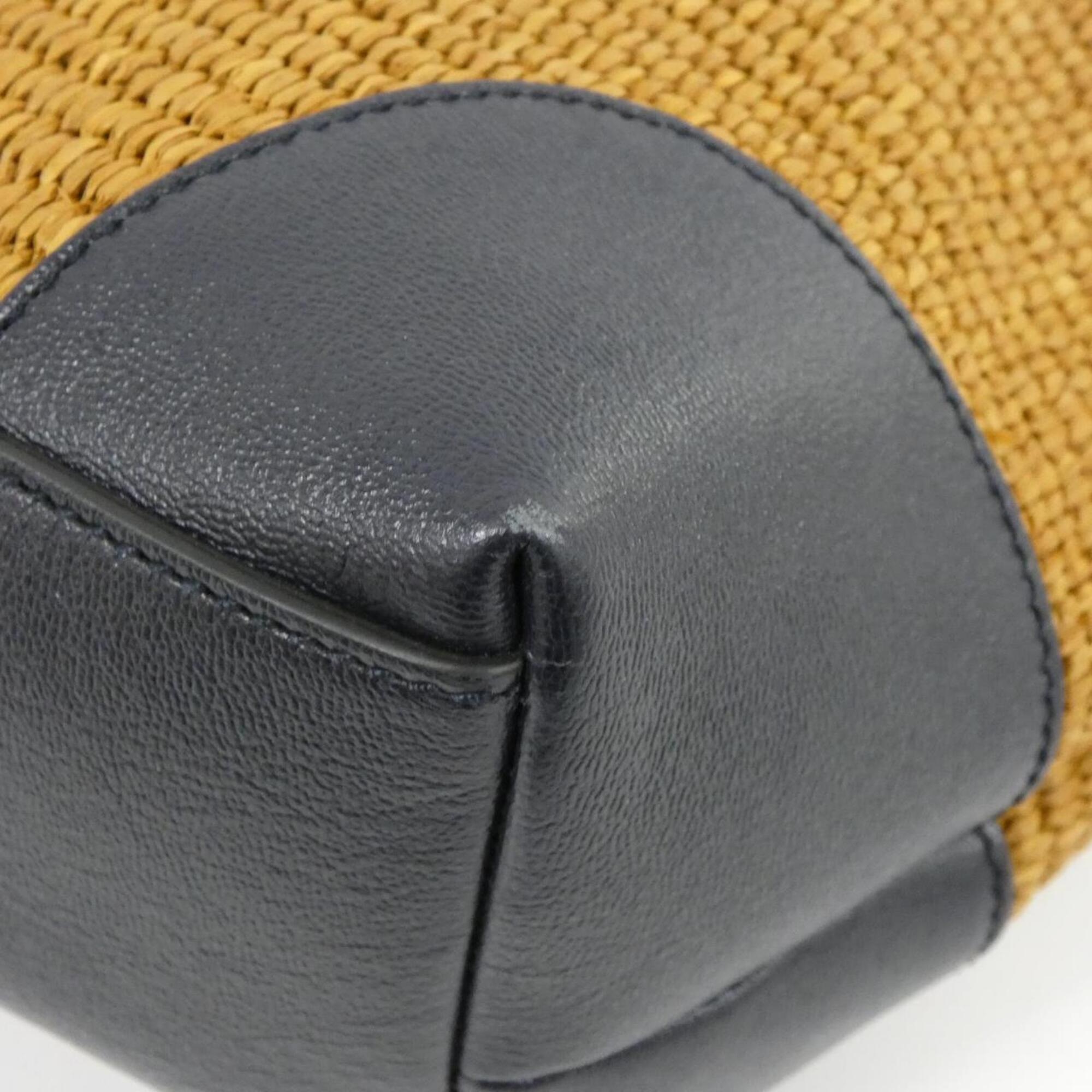 Gucci Ophidia Camel Navy Straw Leather Handbag (Pre-Owned)