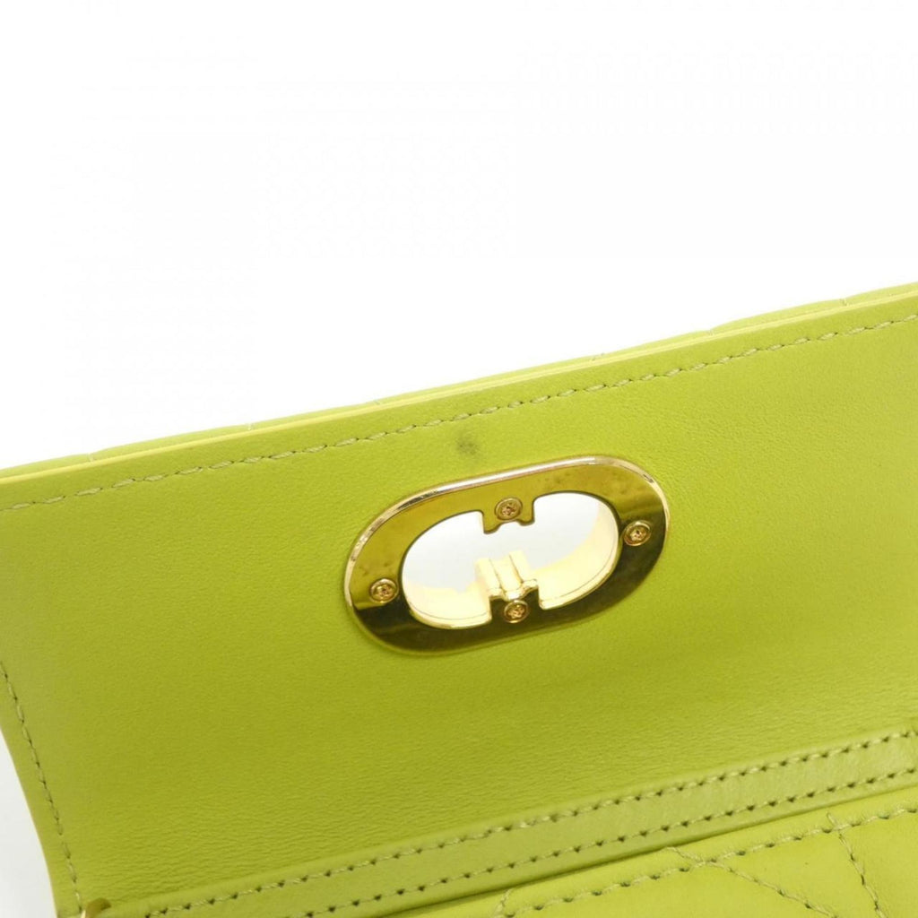 Christian Dior Lime Yellow Leather Shoulder Bag (Pre-Owned)