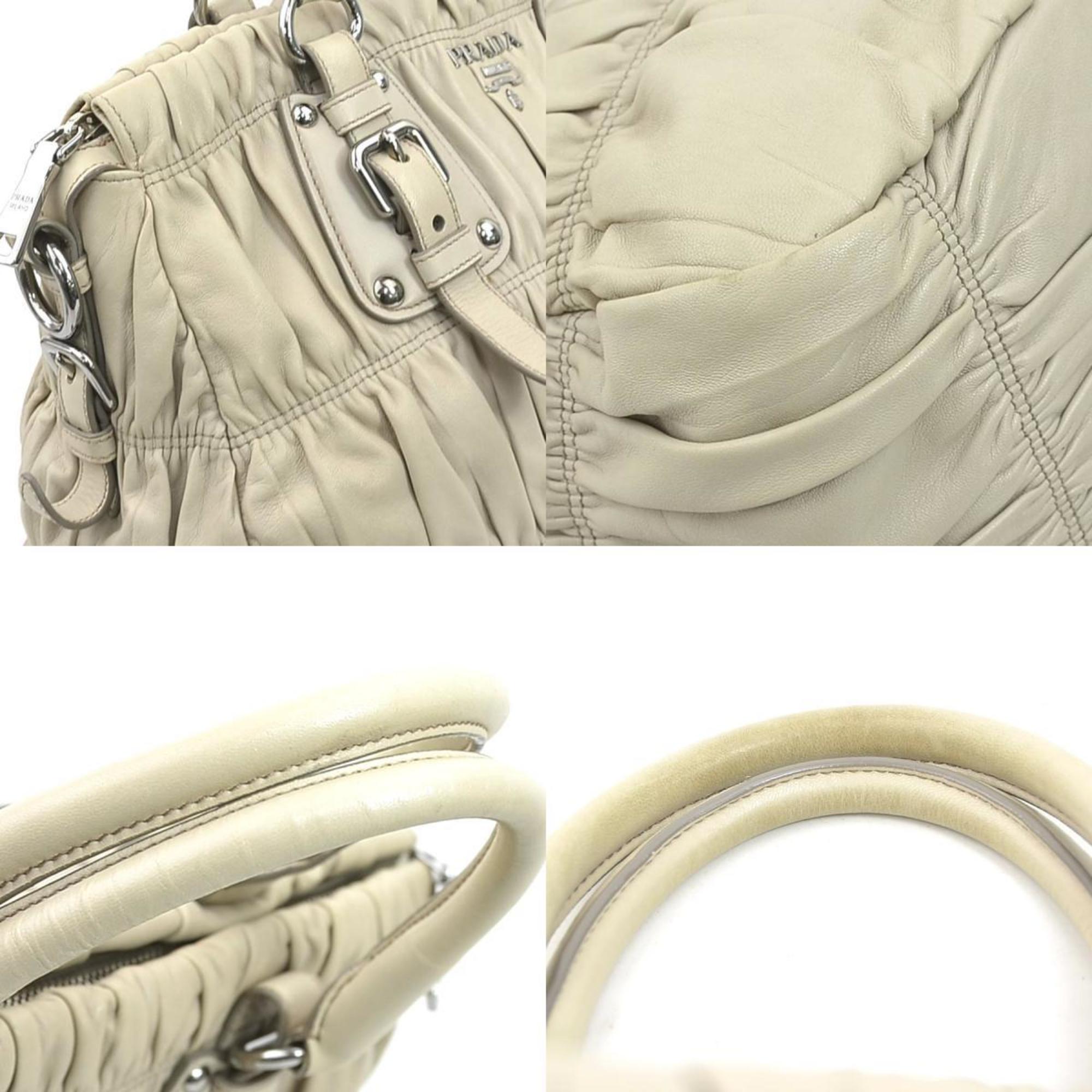 Prada Beige Leather Handbag Shoulder Bag