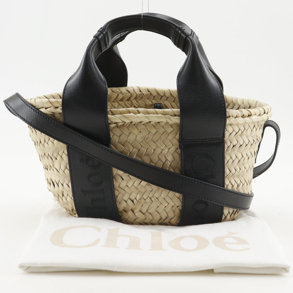 Chloé Beige Raffia Leather Basket Handbag (Pre-Owned)