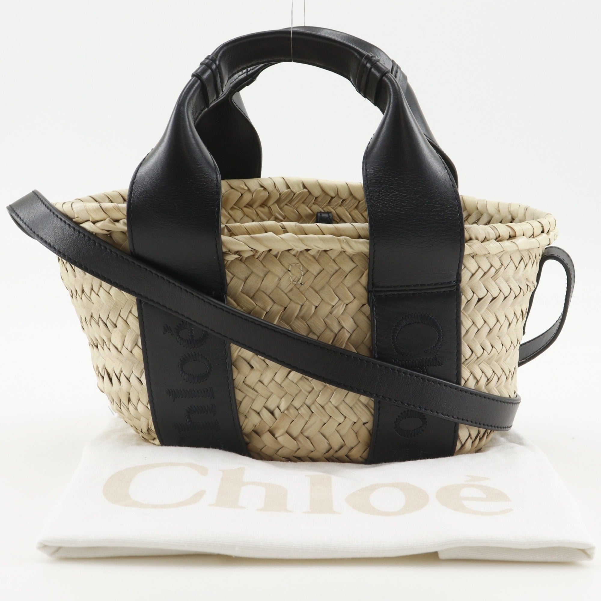 Chloé Beige Raffia Leather Basket Handbag (Pre-Owned)