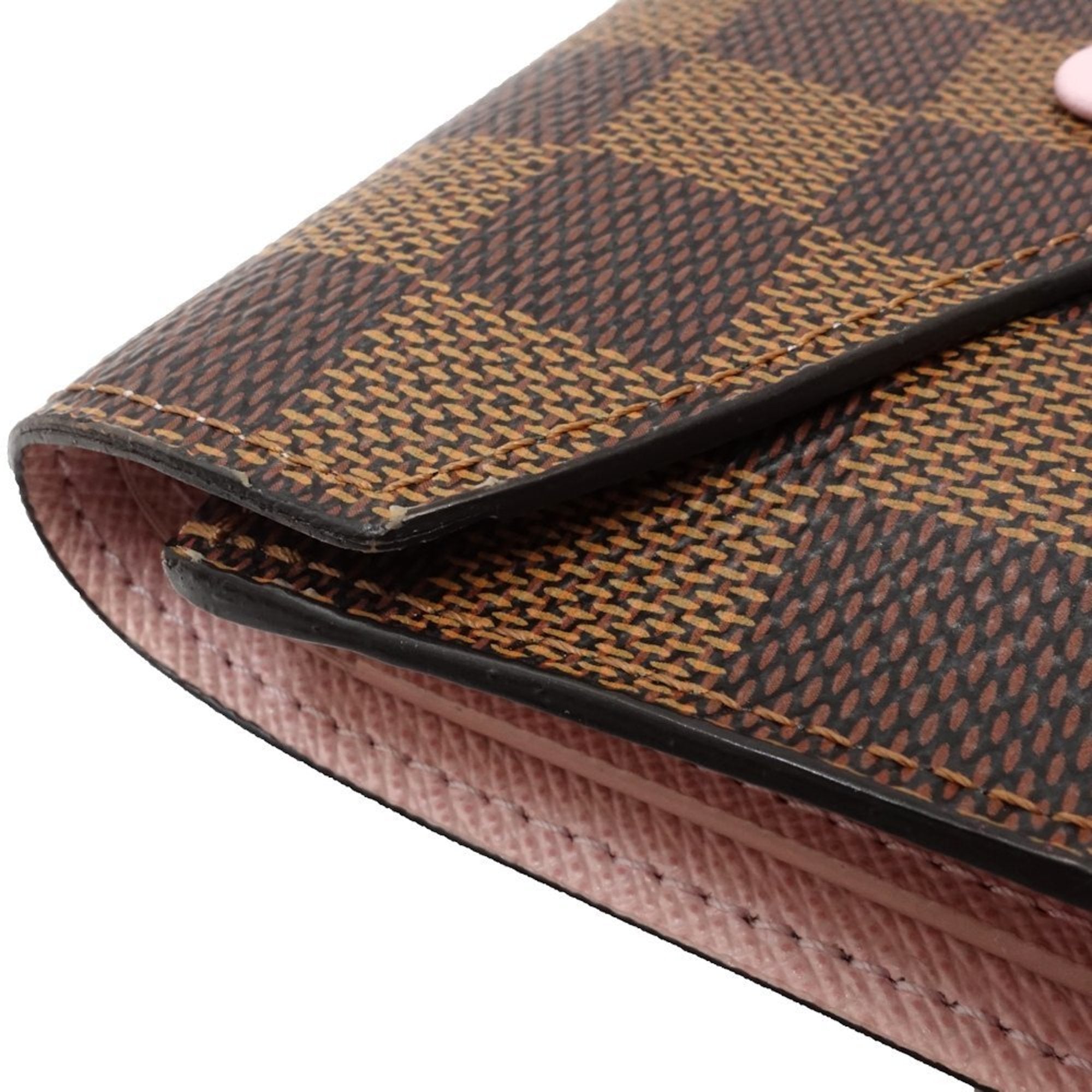 Louis Vuitton Damier Canvas Ebene Rose Ballerine Canvas Wallet (Tri-Fold)