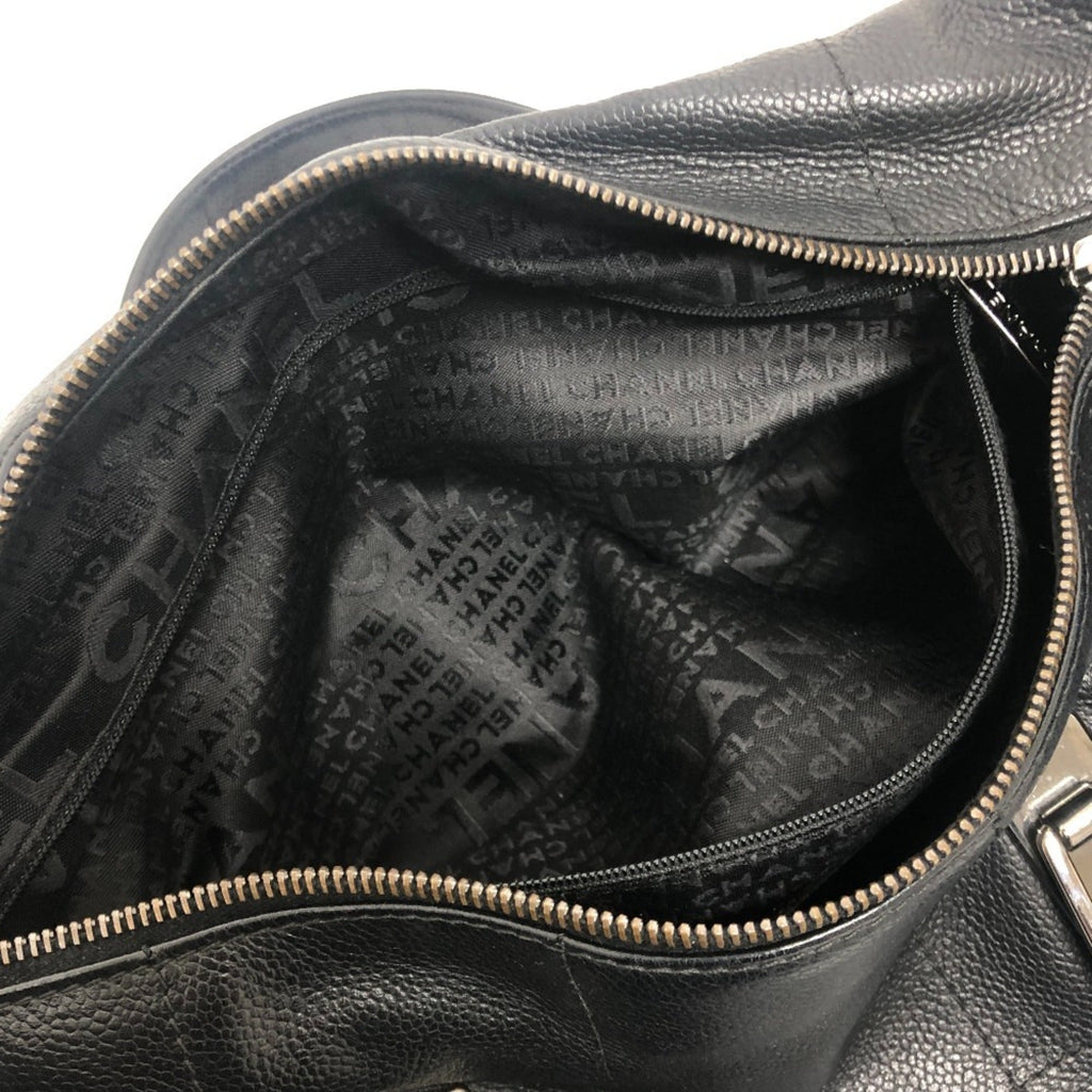 Chanel Black Grained Calfskin Boston Bag Handbag