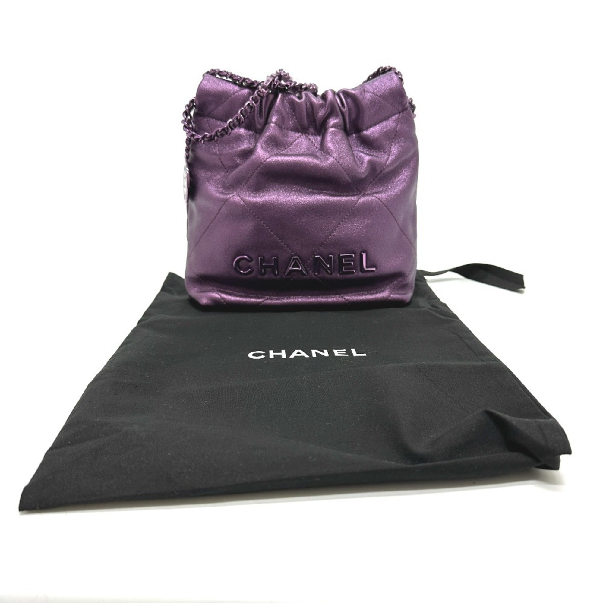 Chanel Purple Leather Shoulder Bag