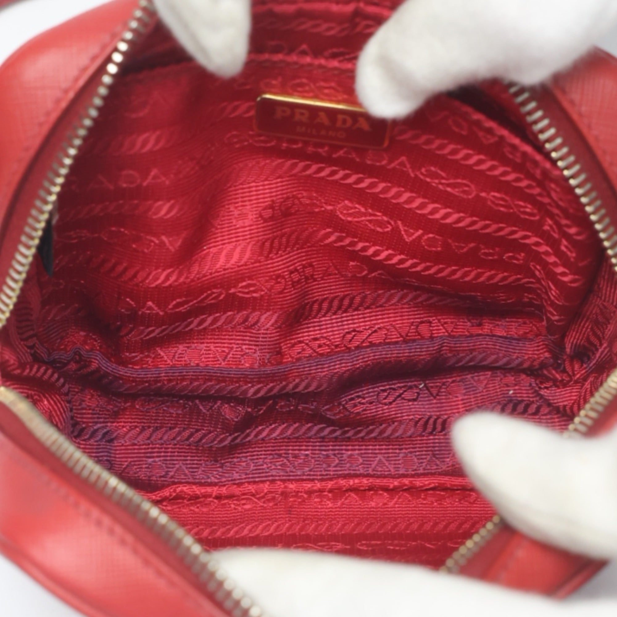 Prada Red Color Leather Shoulder Bag
