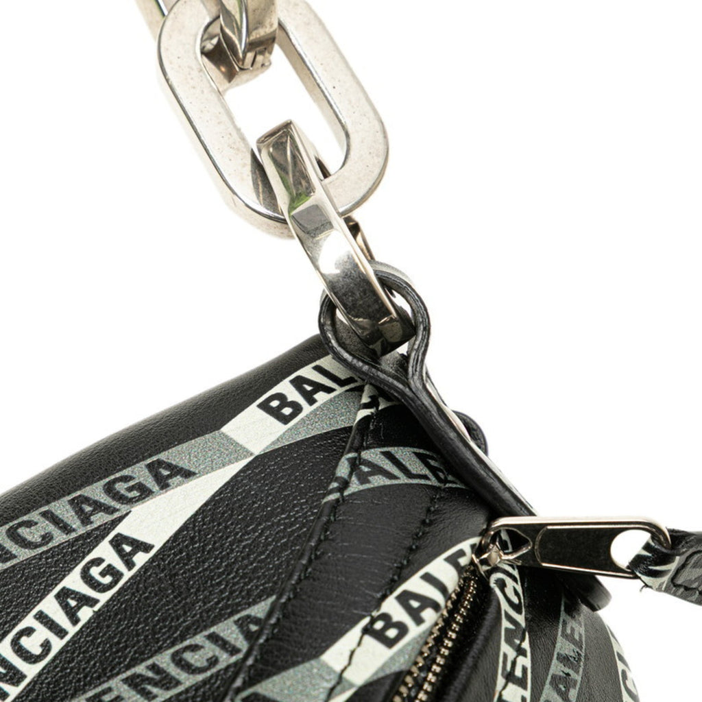 Balenciaga Black Green Leather Fanny Pack