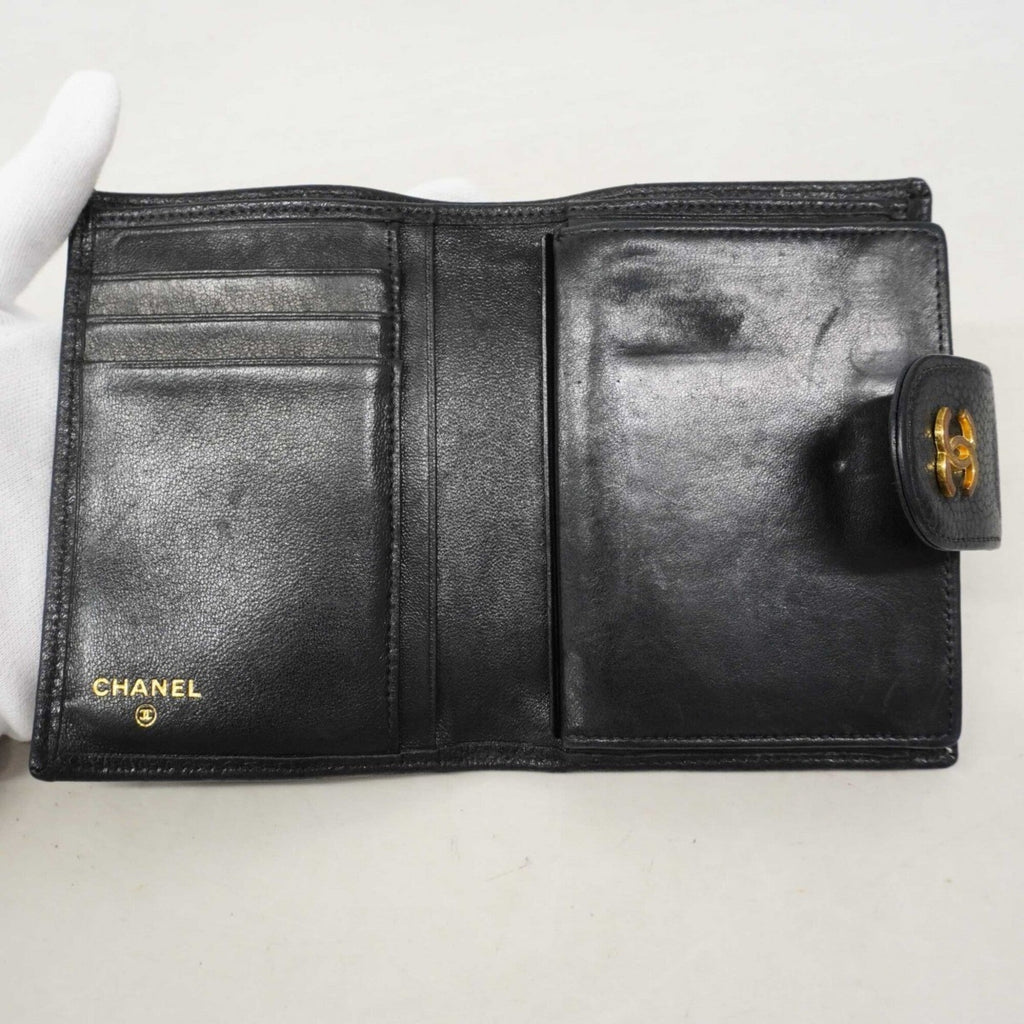 Chanel Black Grained Calfskin Wallet (Bi-Fold)