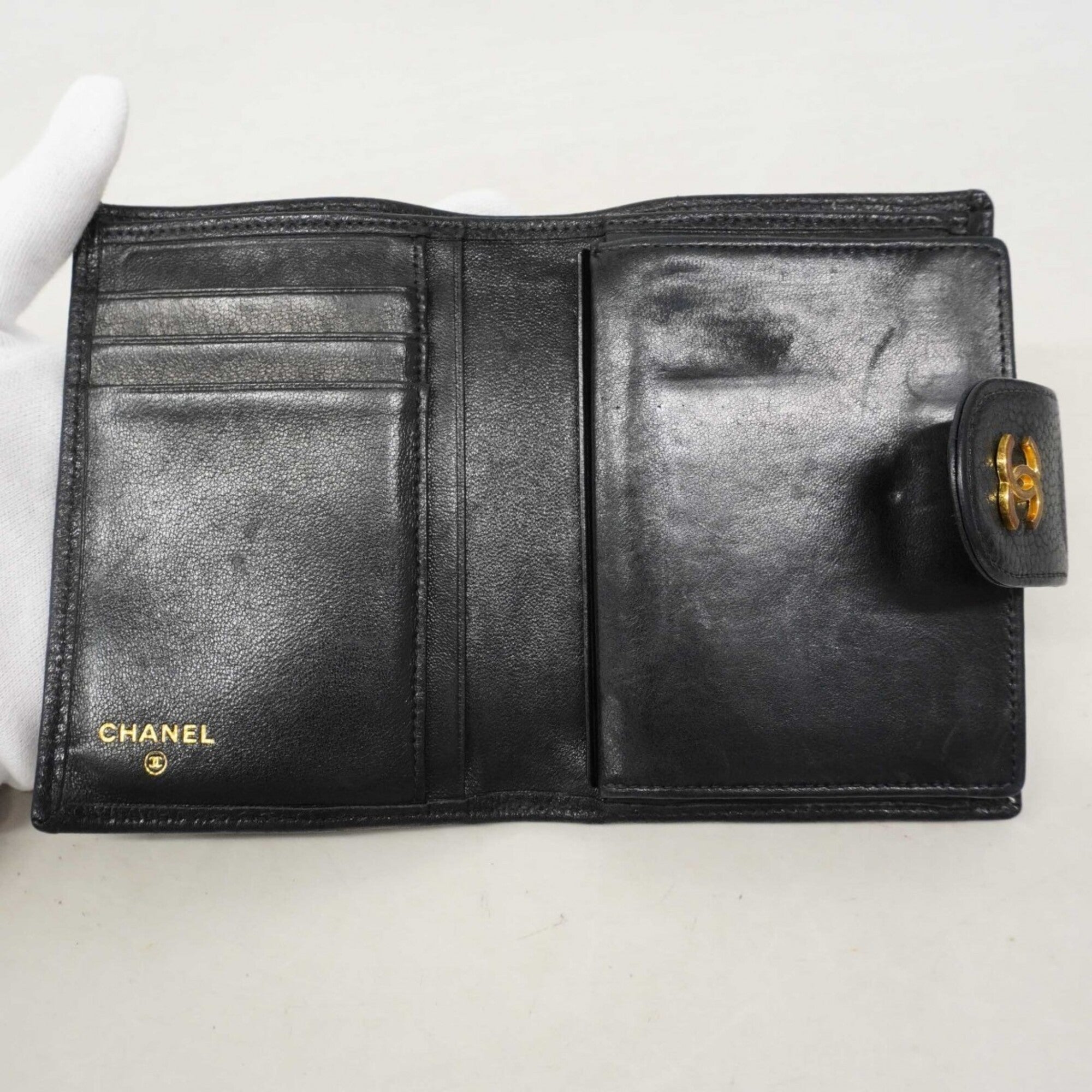 Chanel Black Grained Calfskin Wallet (Bi-Fold)