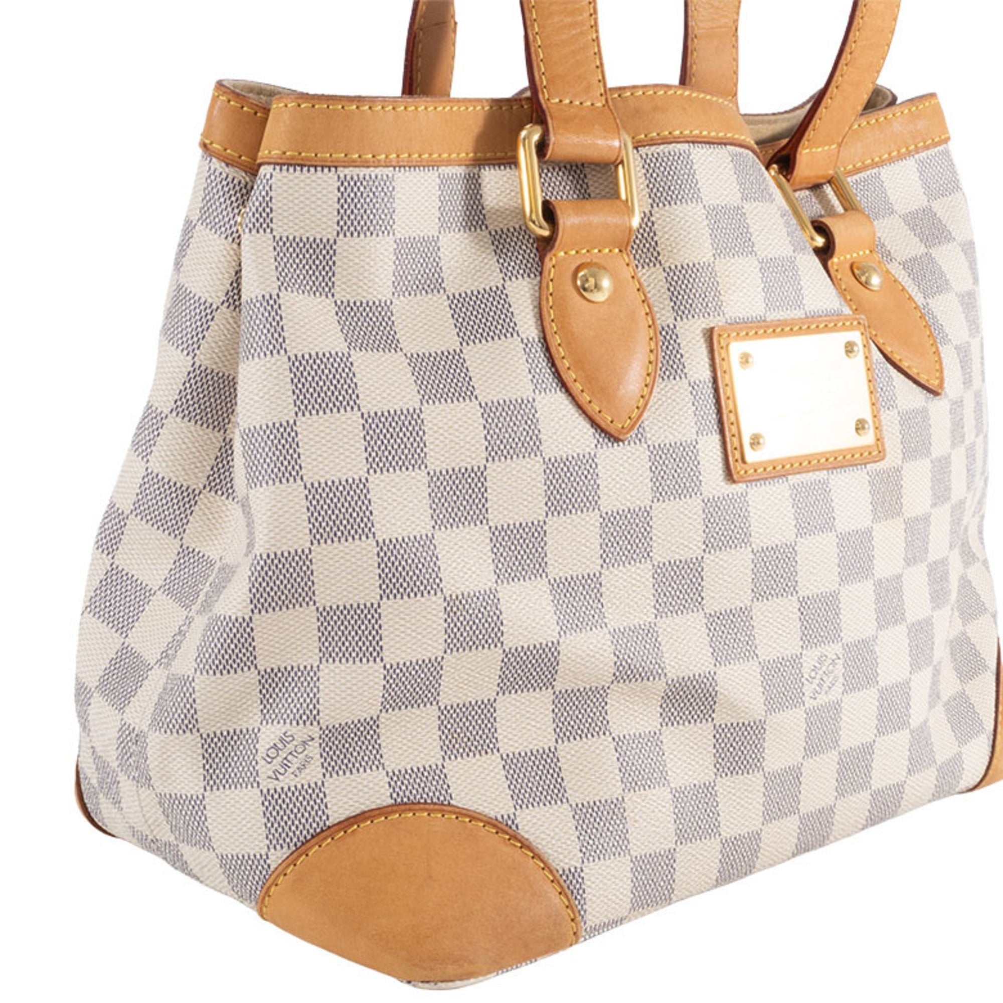 Louis Vuitton Beige Ivory White Canvas Damier Azur Handbag