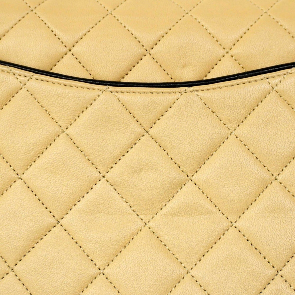 Chanel Beige Black Leather Shoulder Bag