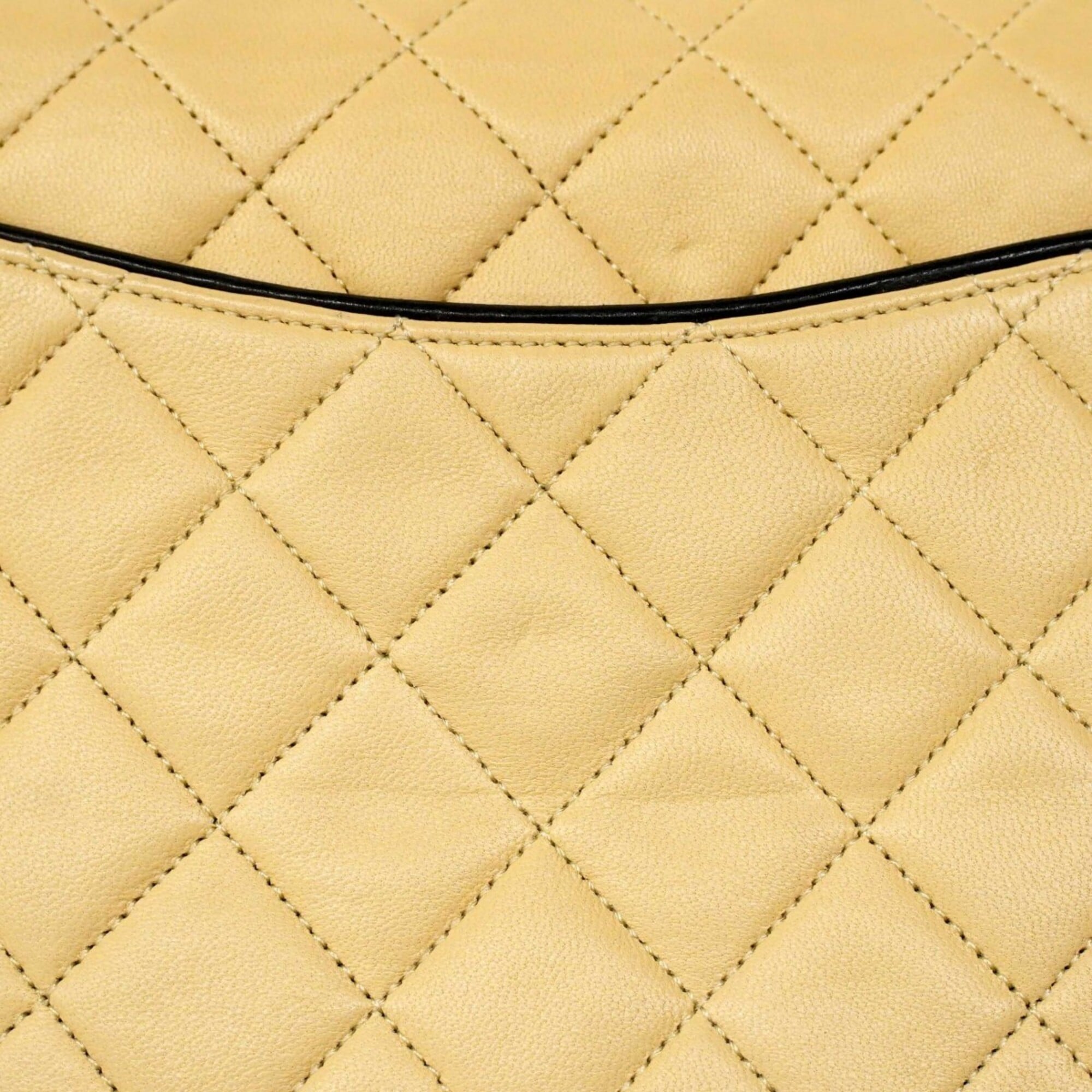 Chanel Beige Black Leather Shoulder Bag