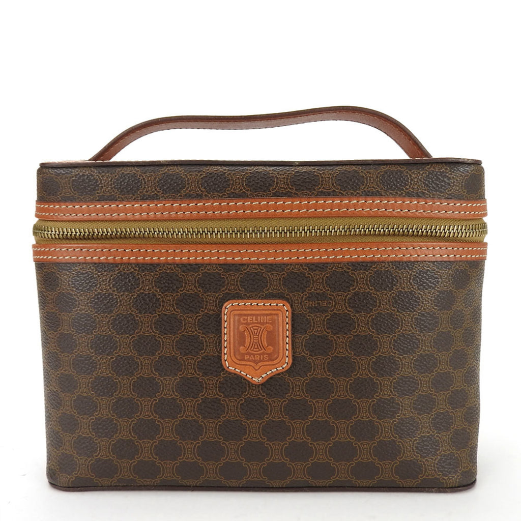 Celine Macadam Brown Pvc Leather Handbag Vanity Bag