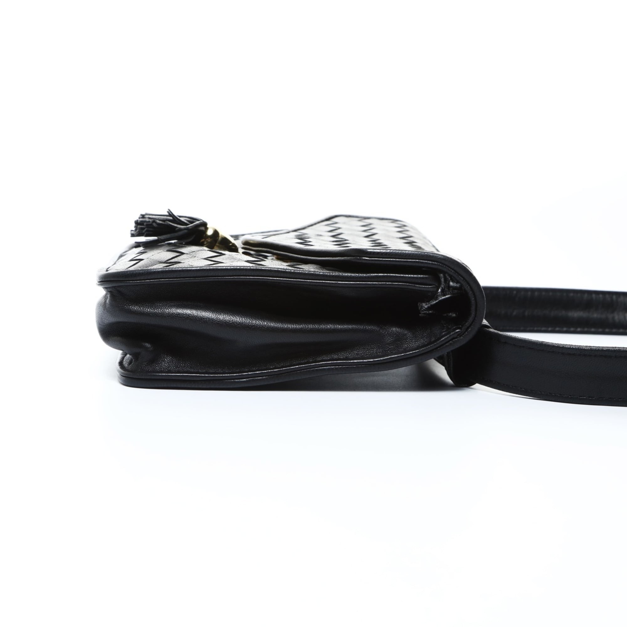 Bottega Veneta Intrecciato Black Leather Shoulder Bag