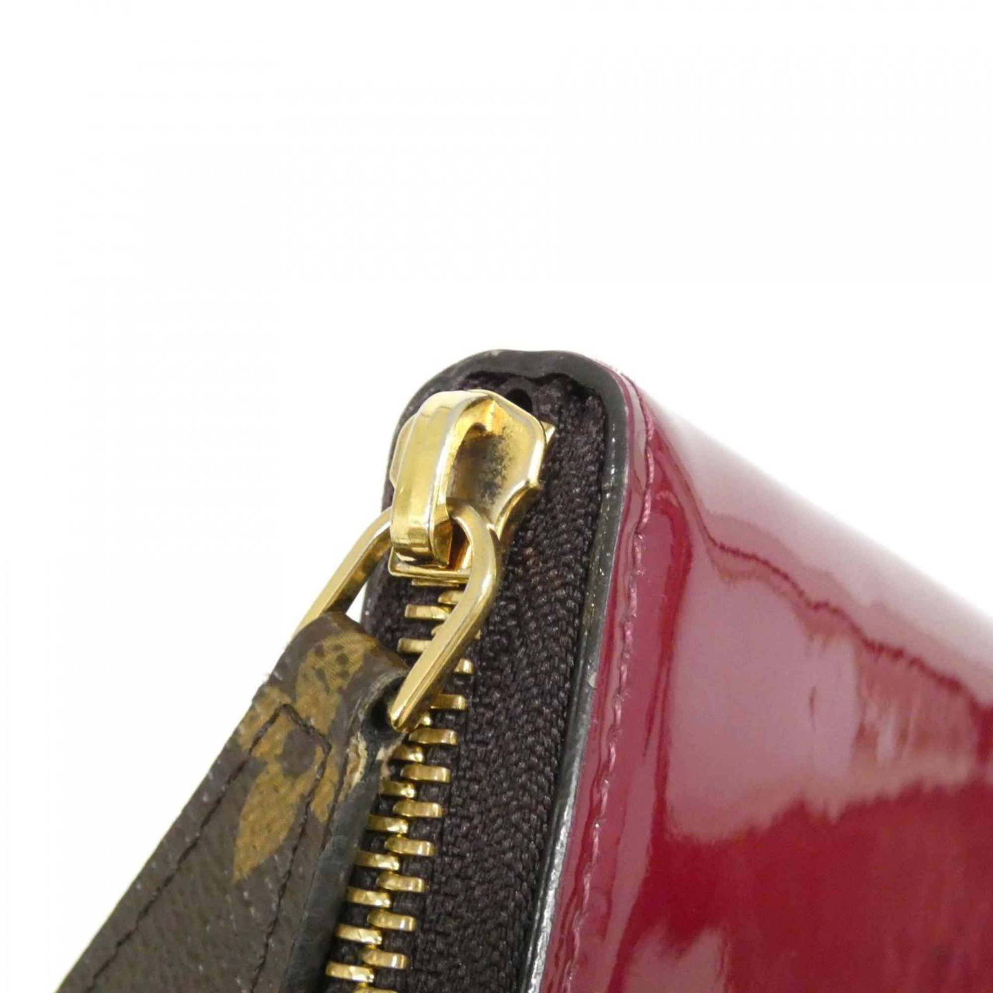 Louis Vuitton Dark Brown Magenta Pink Leather Long Wallet