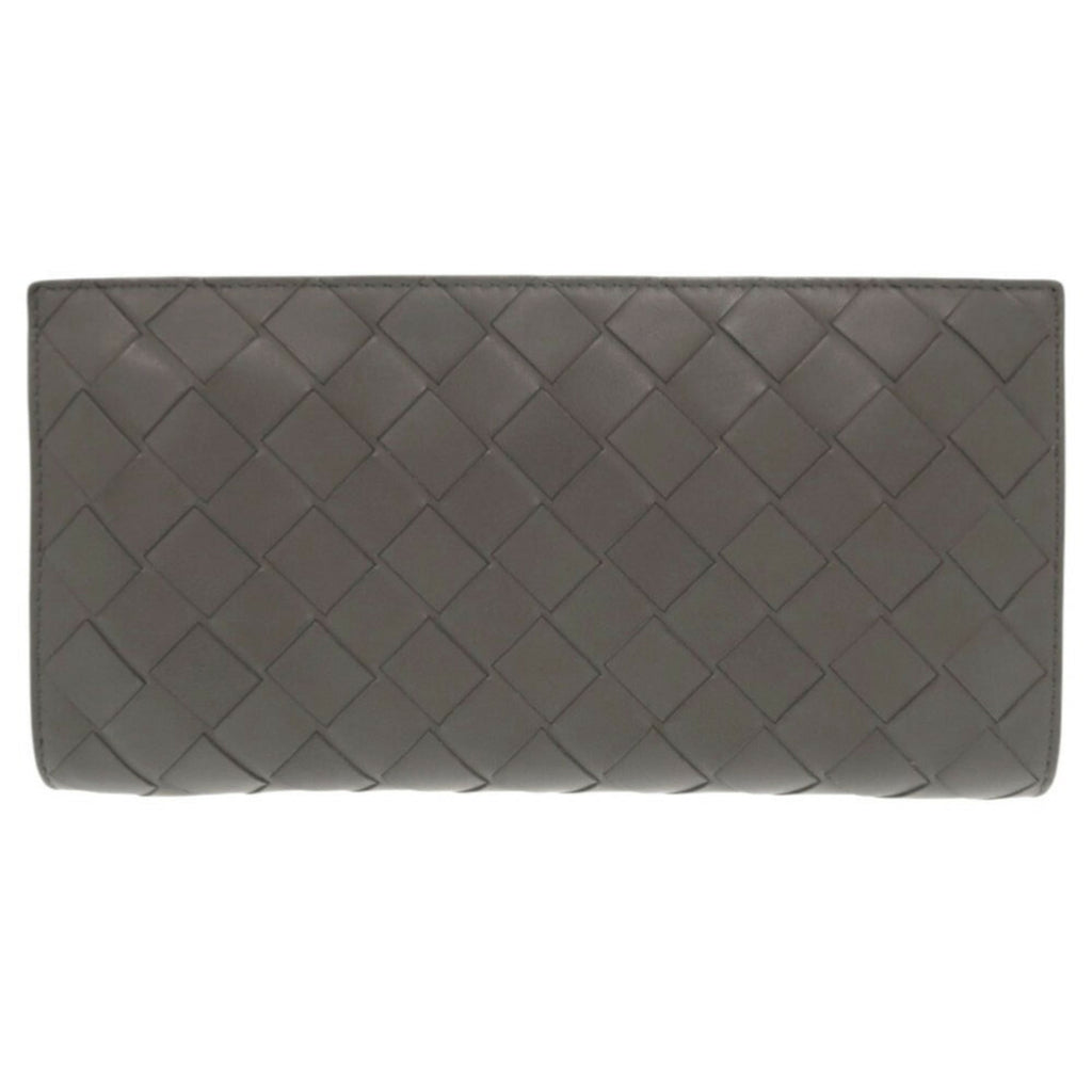 Bottega Veneta Gray Intrecciato Long Wallet (Bi-Fold)