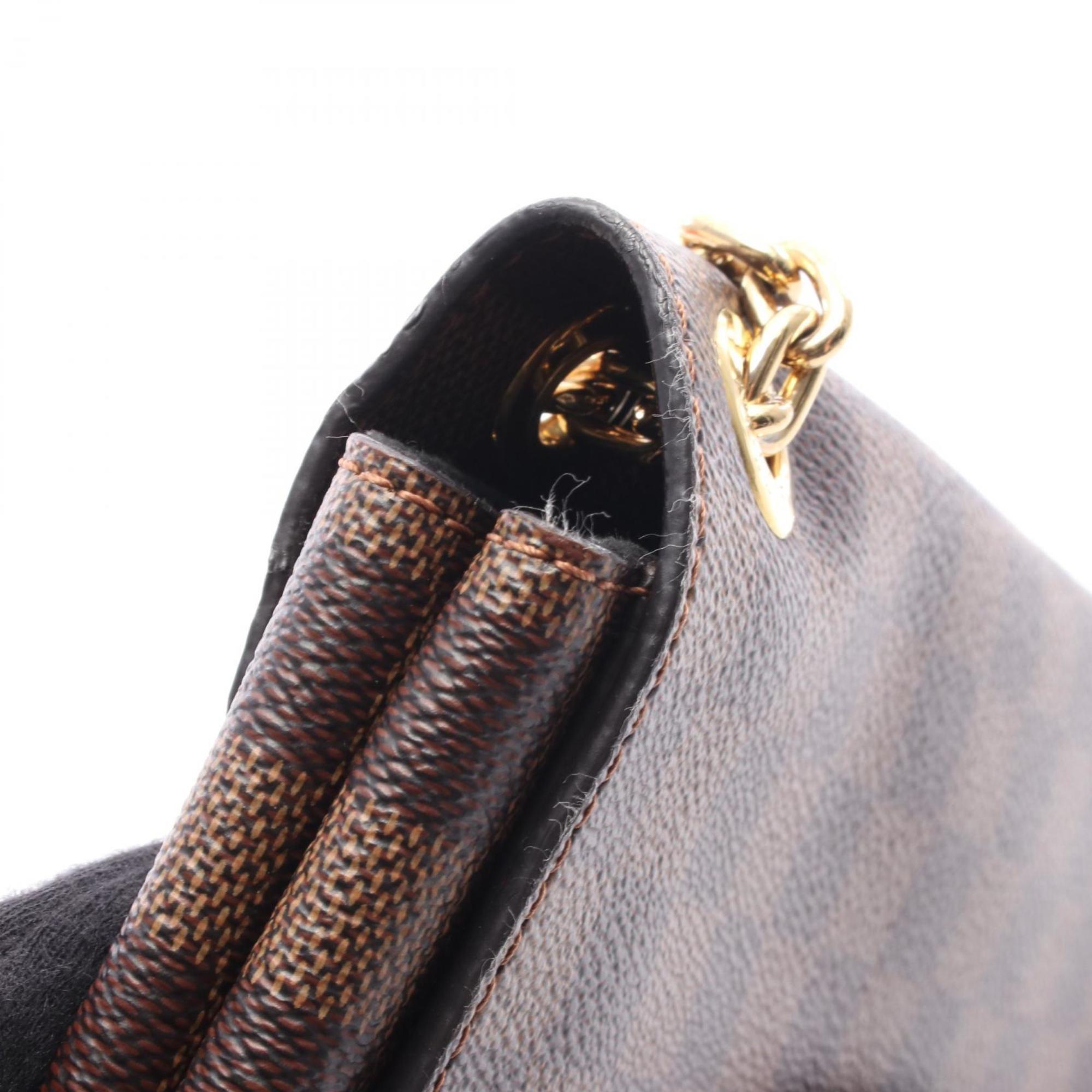 Louis Vuitton Black Brown Damier Canvas Ivory Coated Canvas Shoulder Bag