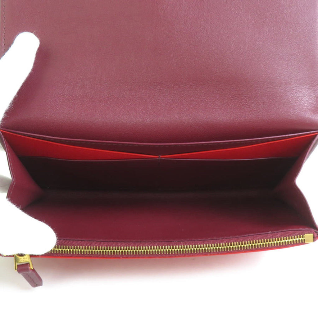 Bottega Veneta Bordeaux Red Color Leather Long Wallet (Bi-Fold)