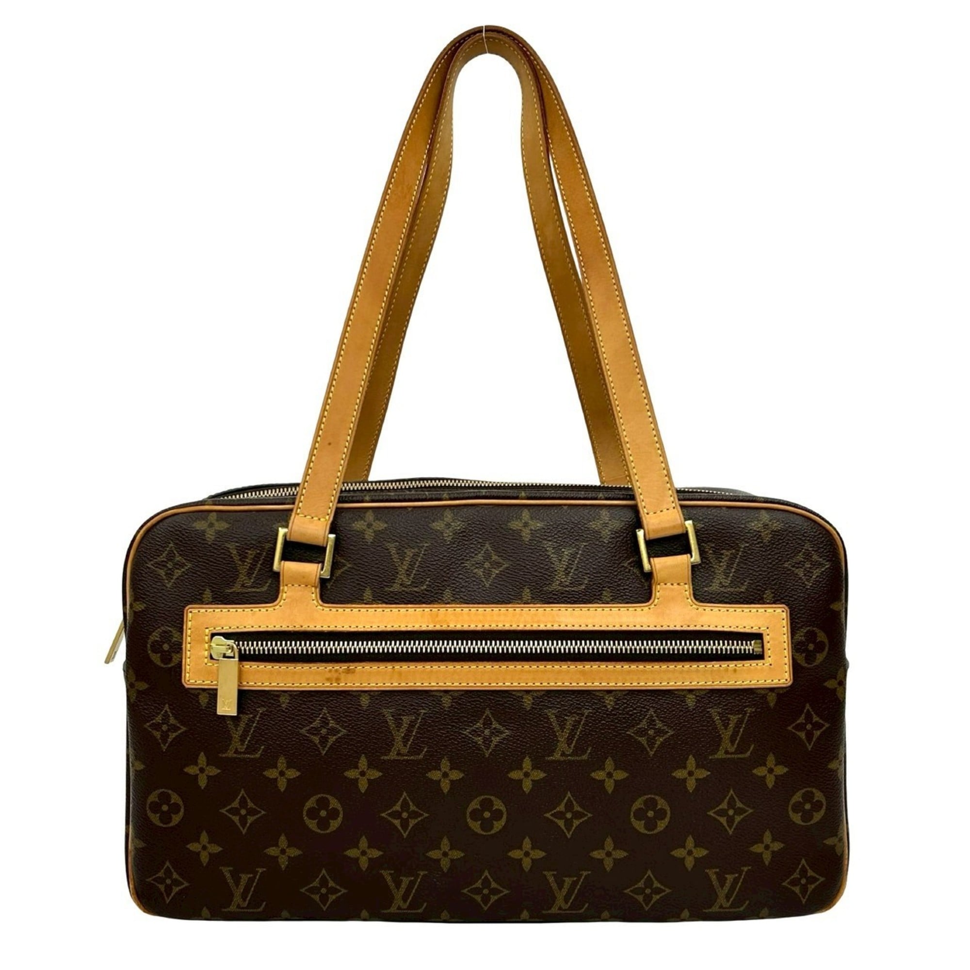Louis Vuitton Brown Leather Pvc Shoulder Bag Tote Bag