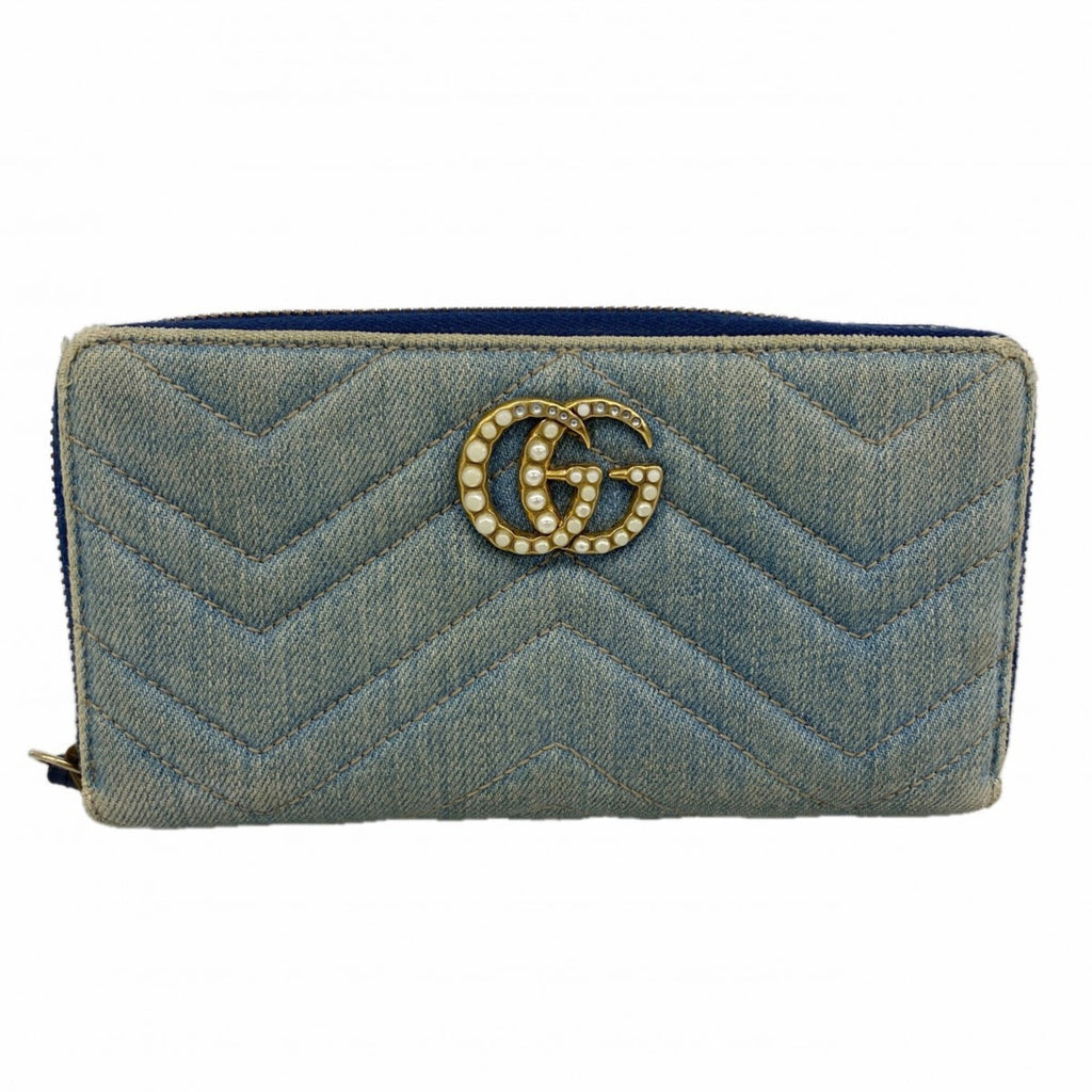 Gucci Blue Denim Long Wallet (Bi-Fold) (Pre-Owned)