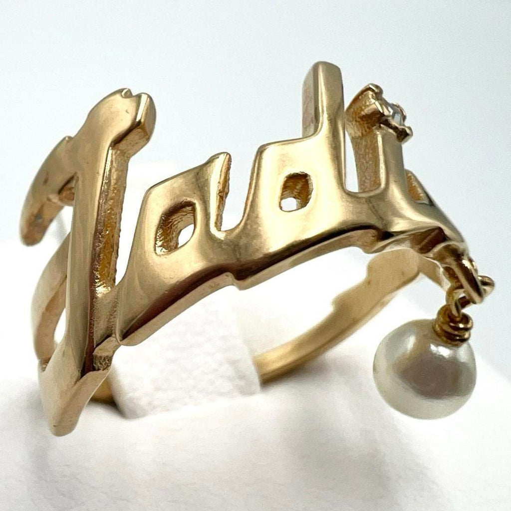 Christian Dior Metal Rhinestone Band Ring (Pre-Owned)