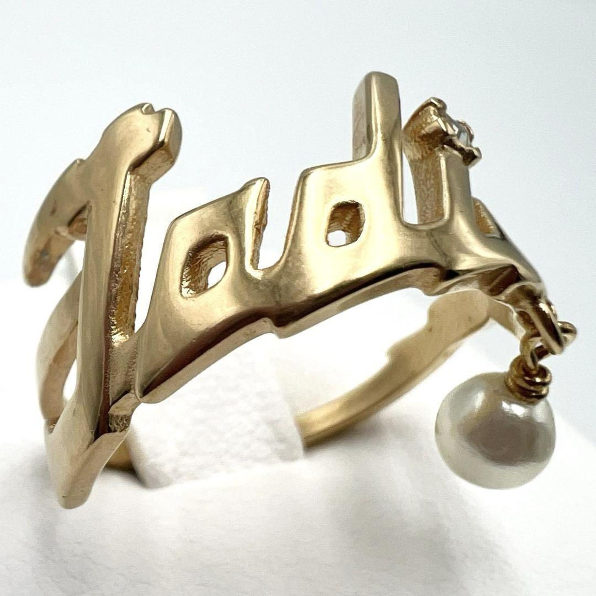 Christian Dior Metal Rhinestone Band Ring (Pre-Owned)