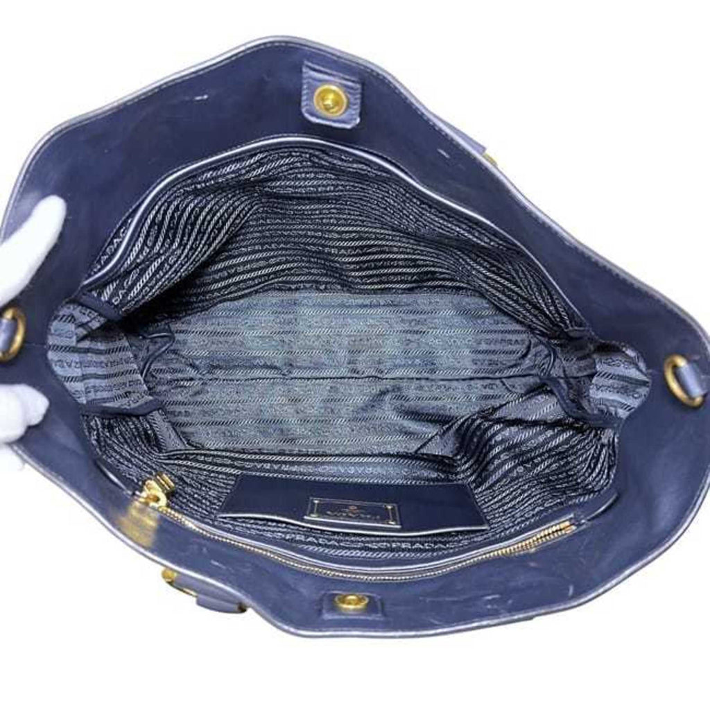 Prada Navy Leather Shoulder Bag Tote Bag