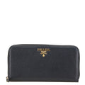 Prada Navy Leather Long Wallet (Bi-Fold)