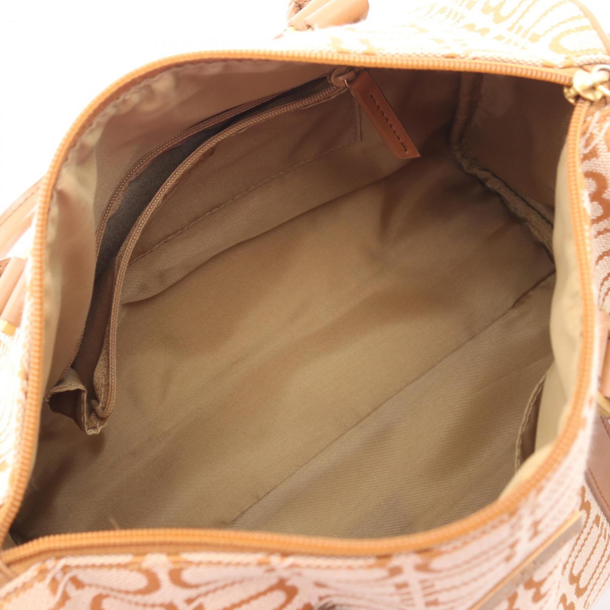 Balenciaga Beige Brown Canvas Leather Hand