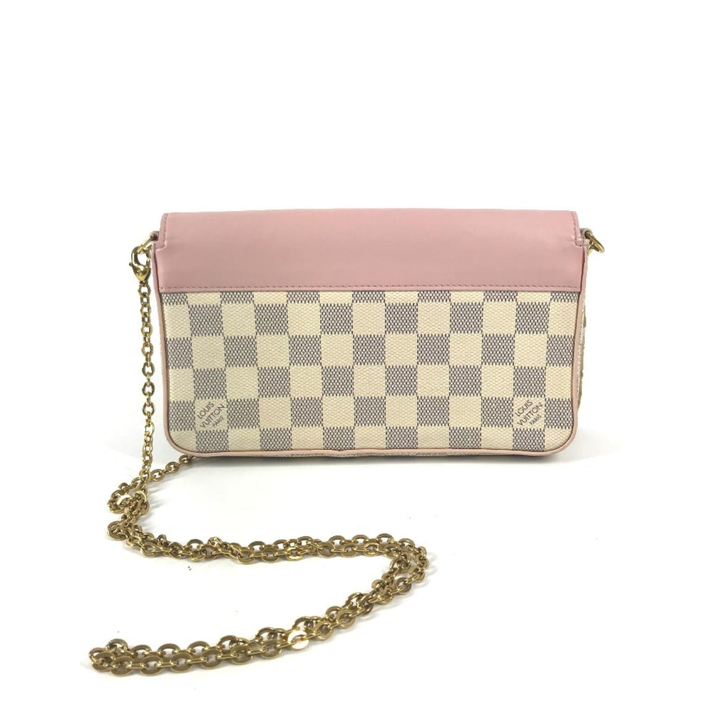Louis Vuitton Pink White Damier Azur Chain/Shoulder Wallet