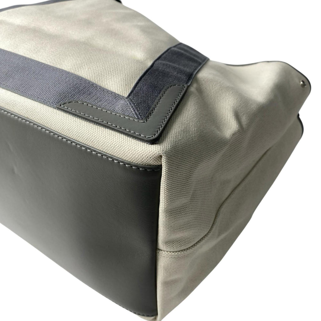 Balenciaga Gray Ivory Canvas Leather Handbag Tote