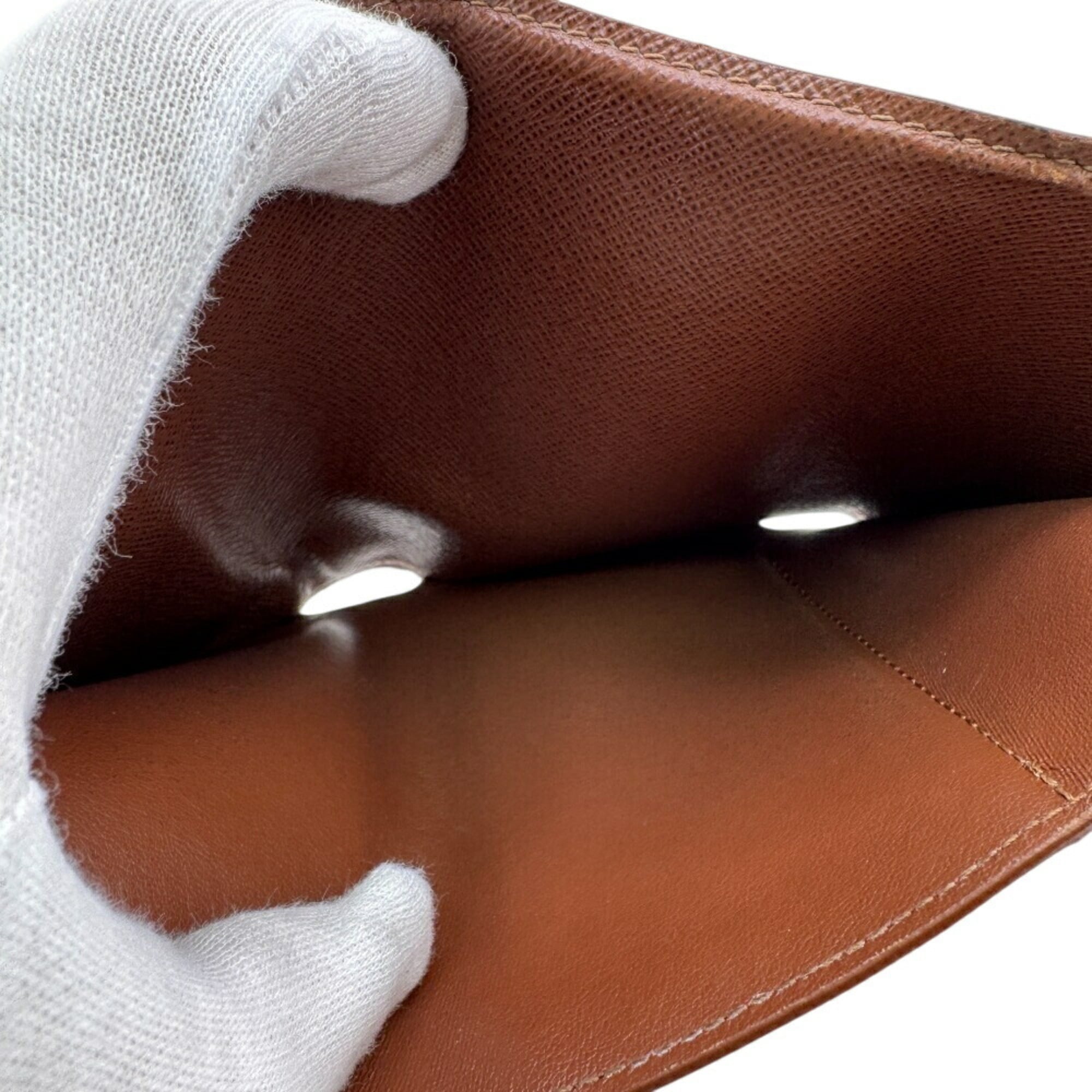 Louis Vuitton Gold Brown Leather Wallet (Tri-Fold)