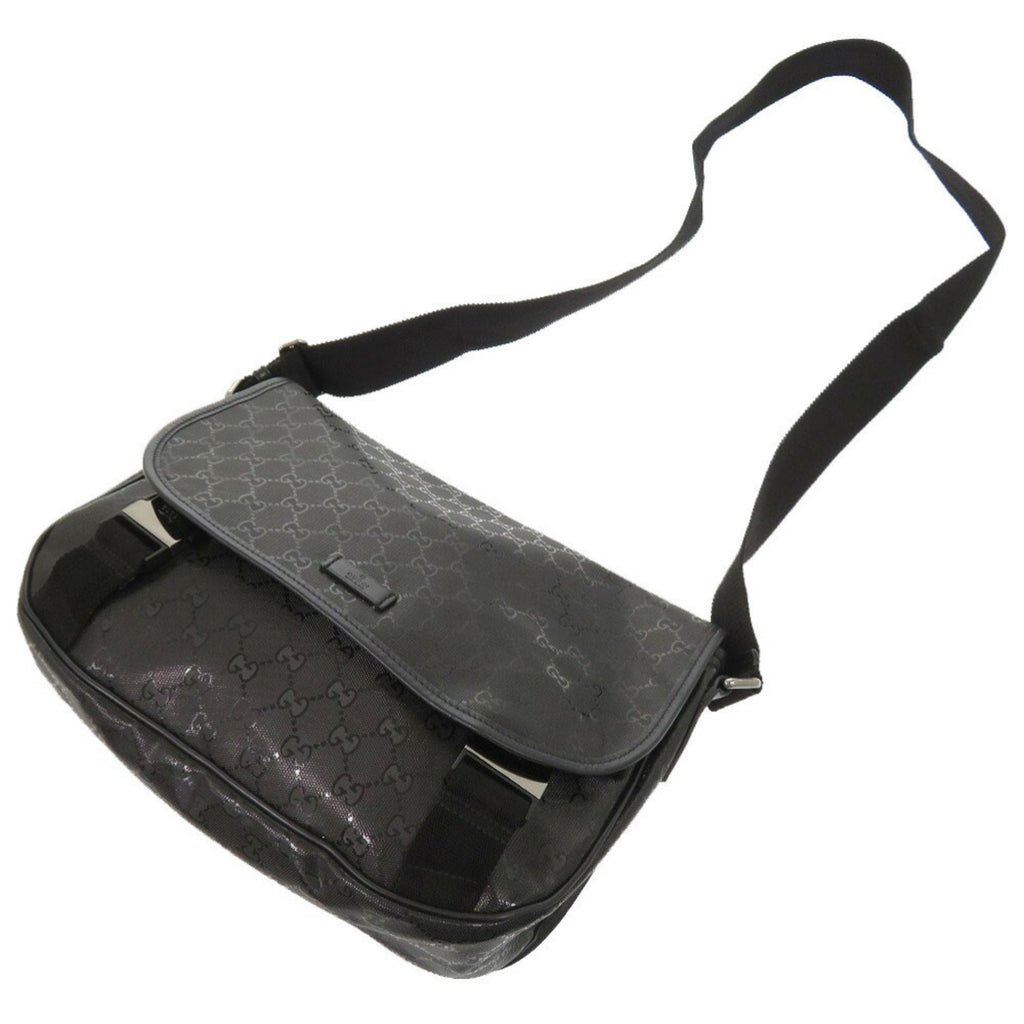 Gucci Black Coated Canvas Pvc Messenger Bag Shoulder Bag (Pre-Owned)