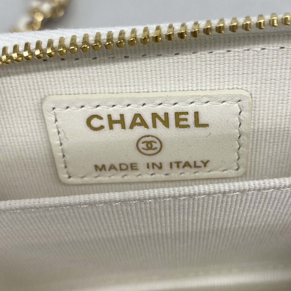 Chanel Ivory Tweed Chain/Shoulder Wallet