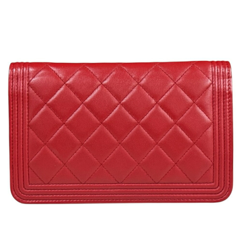 Chanel Boy Chanel Red Color Leather Shoulder Bag