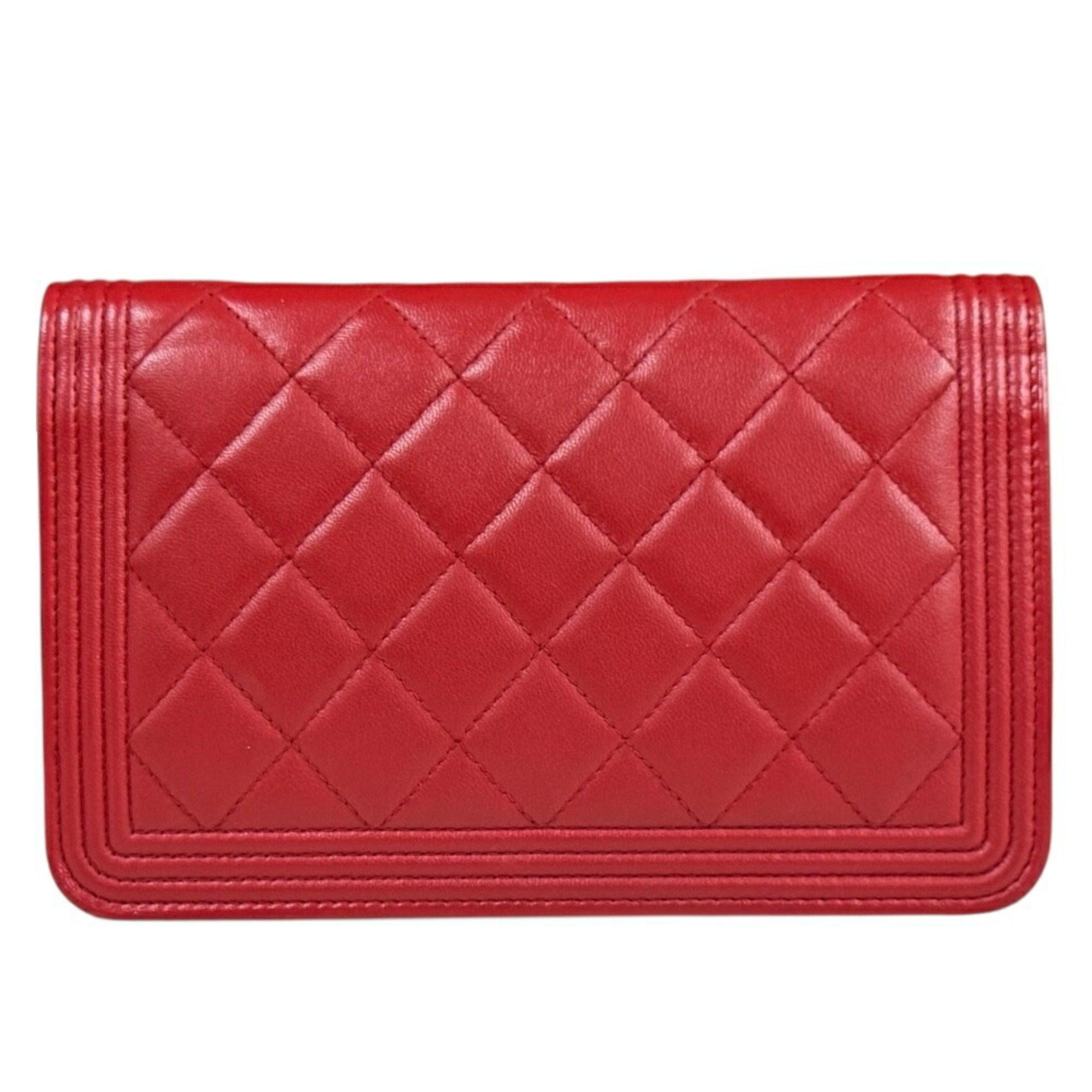 Chanel Boy Chanel Red Color Leather Shoulder Bag