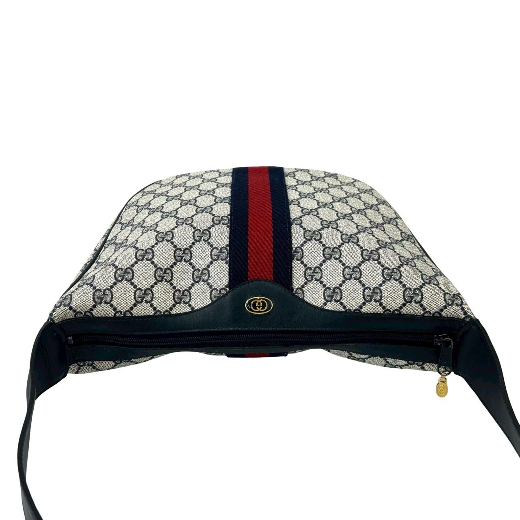 Gucci Navy Red Color Pvc Leather Shoulder Bag (Pre-Owned)