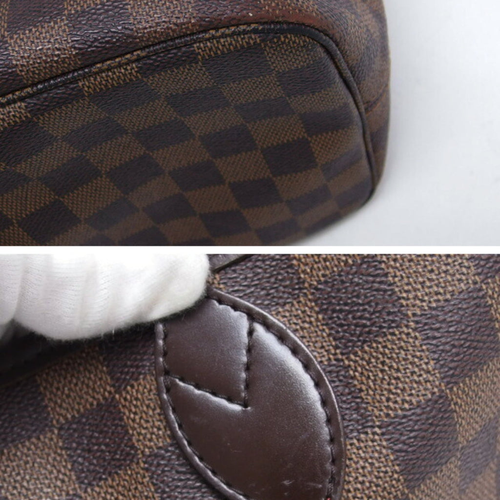 Louis Vuitton Dark Brown Damier Canvas Leather Handbag Shoulder Bag Tote Bag