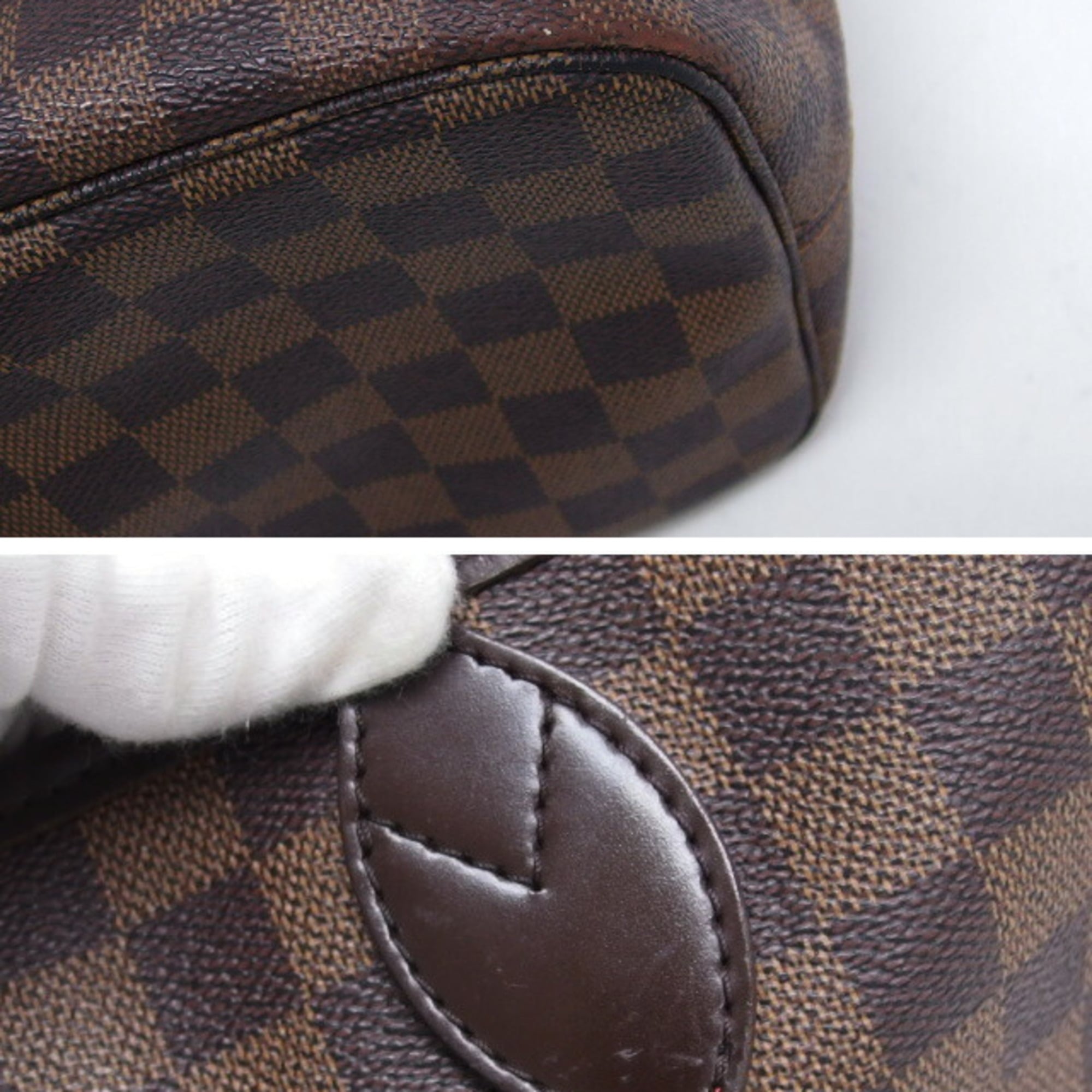 Louis Vuitton Dark Brown Damier Canvas Leather Handbag Shoulder Bag Tote Bag