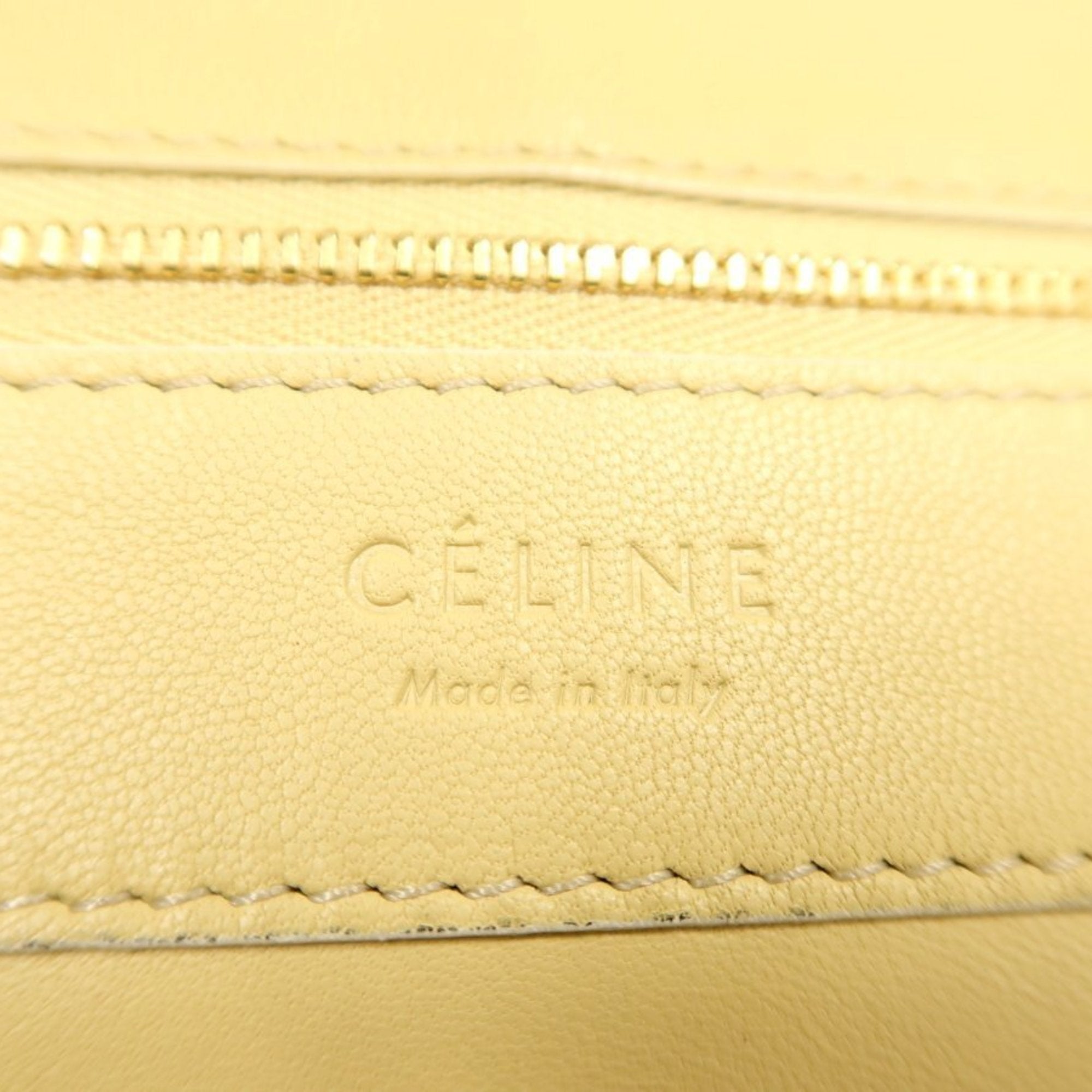 Celine Blue Cream Yellow Leather Handbag Shoulder Bag Tote Bag